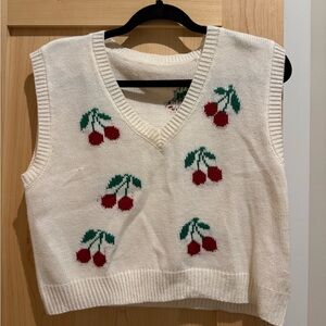 Cherry Knit Sweater Vest